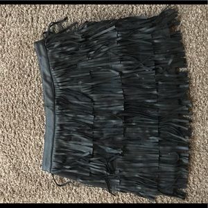 Leather fringe skirt